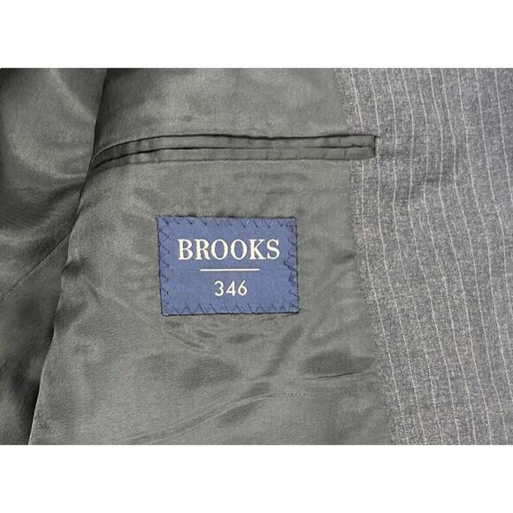 Brooks Brothers 346 Mens Dark Gray Pinstripe Wool Suit Jacket Sport Coat 44L - Picture 7 of 16